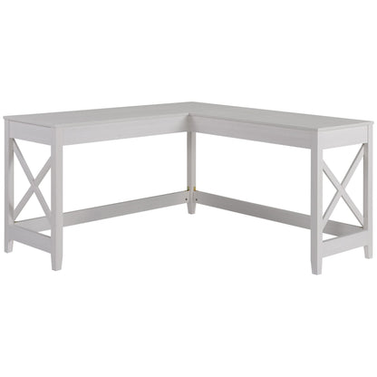 HOMCOM 57" L-Shaped Corner Desk, Computer Home Office Desk and Writing Table, White Wood Grain