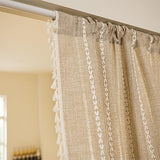 Sutuo Home Boho Door Curtains for Doorway, Bohemian Semi Blackout Curtains Privacy Embroidery Drape Decor for Temporary Room Dividers Bedroom Living Room, Rod Pocket 1 Panel 37" W x 80" L, Natural Sutuo Home