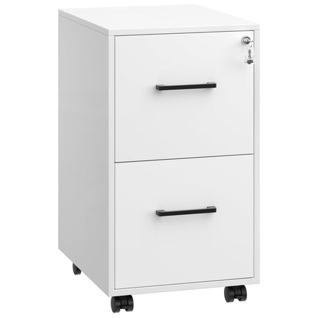 SONGMICS File Cabinet, Pre-Assembled Except Wheels and Handles, Office Filing Cabinet with Lock, for A4, Legal, Letter Sized Documents, 17.7 x 14.4 x 25.4 Inches, Matte White UOFC112W01 SONGMICS