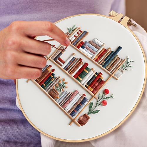 CZFSWT Embroidery Kit, Mini Embroidery Kit for Beginners, Complete Embroidery Starter Kit with Instructions, 20cm Bamboo Embroidery Hoop, Beginner Embroidery Kit for DIY Gifts and Home Decor