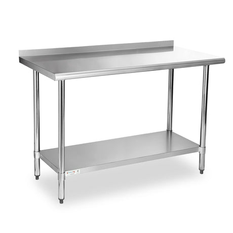 STABLEINK NSF Stainless Steel Table, 24 x 60 Inches Metal Prep & Work Table with Backsplash, Adjustable Undershelf and Table Foot, for Commercial STABLEINK