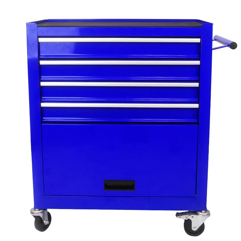 BouPower Rolling Tool Chest, 4-Drawer Rolling Tool Box with Interlock System and Wheels for Garage, Warehouse, Workshop, Repair Shop Blue BouPower