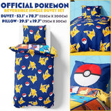Get Trend Pokemon Single Duvet Cover Set with Pillowcase for Boys, 53"x79", Reversible Pikachu Design, Soft Boys Bedding, Gifts for Kids (Multi Pokemon) Get Trend