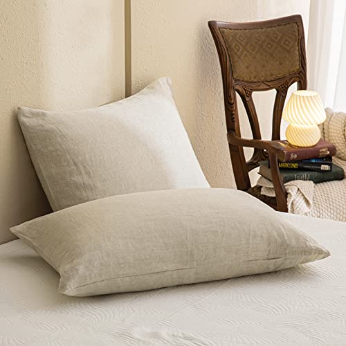 Merryword 100% Linen Comforter Set Queen Natural French Flax Linen Bedding Comforter Set Soft Breathable Moisture Wicking Comfy Bedding 3 Pieces Merryword