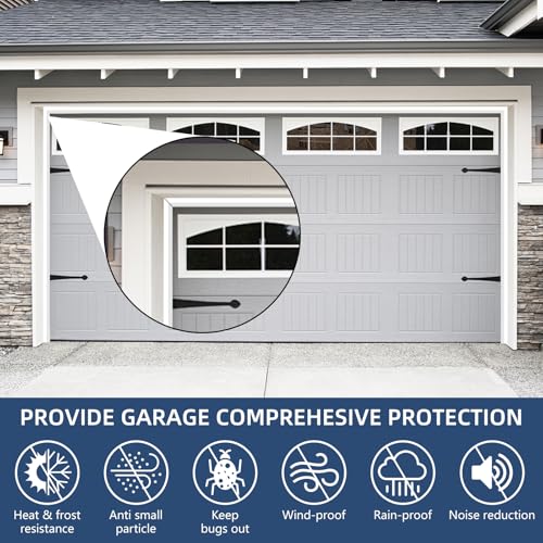 Piclafe Garage Door Seal Top and Sides, Garage Door Weather Stripping, Universal Garage Door Trim Weatherproofing Seal Strips with Adhesive Backing and Screws, White, 34.4FT Piclafe