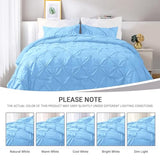 MKNAZ Bedding Duvet Cover Queen Size Blue Set, 3 Pieces Set Solid Color Satin Queen Duvet Cover Set 1 Comforter Cover and 2 Pillowcases with Zipper Cover (Lake Blue, Queen 90''*90'') MKNAZ