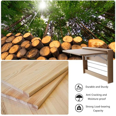 SKVSKV Folding Wall Table, Fold Down Table Wall Mounted, Floating Desk for Wall, Functional Hanging Desk for Home Office Workstation, Laundry Room, Kitchen Dining (24.8 * 16.3inch, Wood Color) SKVSKV