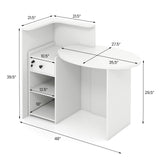 Tangkula Reception Desk, Front Counter Desk with Lockable Drawer & Adjustable Shelf, Oval Desktop, Retail Counter for Checkout, Computer Workstation for Salon Lobby Home Office Tangkula