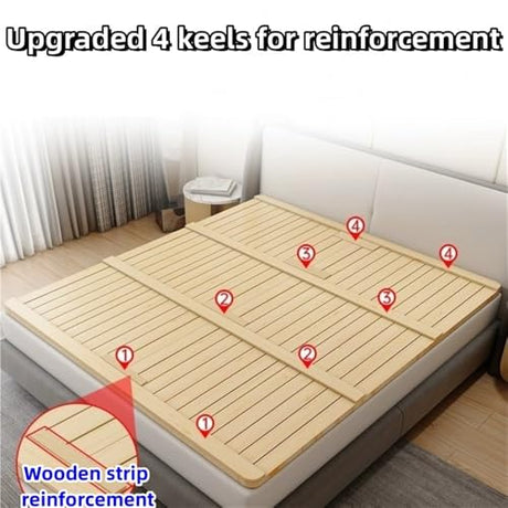 Hveqohls Tri-Fold Bed Board, Wood Bed Frame, Wood Slatted Bed Plate, Pallet Bed Frame, Floor Futon Mattress for Bedroom, Living Room(59.1 * 74.8in) Hveqohls
