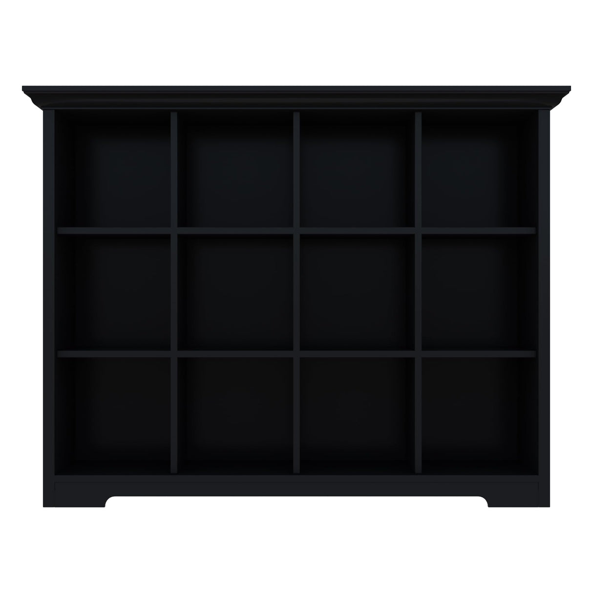 OSCHF Cube Storage Bookcase with Base - Wooden 3 Tiers Floor Standing Open Shelf Cabinet for Home and Office, 12-Cube Lattice Bookshelf, Black OSCHF