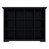 OSCHF Cube Storage Bookcase with Base - Wooden 3 Tiers Floor Standing Open Shelf Cabinet for Home and Office, 12-Cube Lattice Bookshelf, Black OSCHF