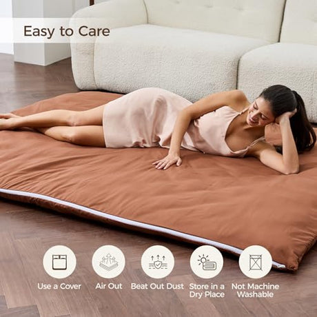 Miisong Japanese Floor Mattress with Washable Cover, Folding Futon Mattresss, Tatami Mat Sleeping Pad with Thicken Memory Foam, Roll Up Floor Lounger Bed for Kids Adults (Twin 80"×39"×2.6") Miisong