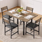 IRONCK 5-Piece Dining Table Set for 4, Extendable Kitchen Table Chairs Set of 4, Dining Room Table with 4 Upholstered Chairs, Folding for Small Space, Apartment, Walnut IRONCK