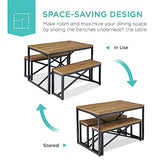 Best Choice Products 45.5in 3-Piece Bench Style Dining Furniture Set, 4-Person Space-Saving Dinette for Kitchen, Dining Room w/ 2 Benches, Table - Light Brown/Black Best Choice Products