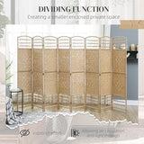 HOMCOM 8 Panel Room Divider, Folding Privacy Screen, 5.6' Room Separator, Wave Fiber Freestanding Partition Wall Divider, Natural HOMCOM