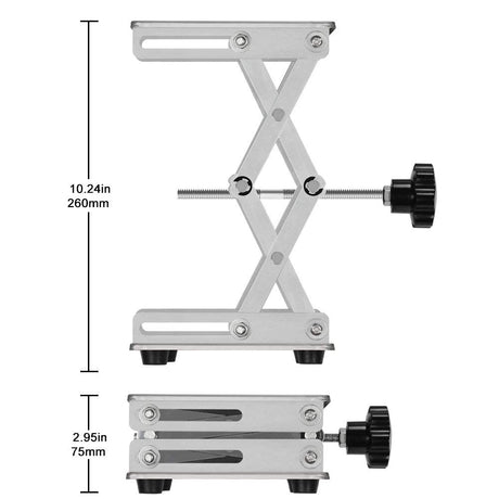 stonylab 6 x 6 inch Lab Scissors Jack, 150 x 150mm Stainless Steel Laboratory Support Jack Platform Lab Lift Stand Table, Expandable Lift Height Range from 75mm to 260mm, Support Weight 10KG stonylab