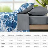 Nesker Comforter Set Full Size, Hawaiian Hawaii Flower 7 Pcs Bedding for Kids and Adults, Surf Hibiscus Floral Bed Sheet Sets with Fitted Sheet 2 Pillowcases & 2 Shams Nesker