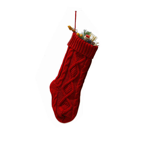 Meiosuns Christmas Stockings Cable Knit Stocking Christmas Decorations Goodie Bags Gift Fireplace Xmas Tree Stocking Ornaments for Holiday Family Friends (Burgundy, Length 18", Pack of 1) Meiosuns