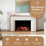 Modern Ember Arrie Smart Electric Fireplace Mantel Package | 33” Firebox Heater | Fluted Details w/Curved Leg Design | Multi-Flame Colors & Speed | Alexa/WiFi Enabled - Remote Included Modern Ember