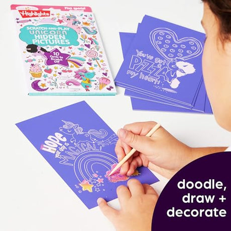 Scratch-and-Play Unicorn Hidden Pictures (Highlights Fun to Go) WoodArtSupply