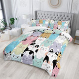 Tuzaovy Twin Cat Comforter Set for Girls - Kawaii Cute Bedding Set with Cat Room Decor Tuzaovy