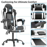 OS MOTOR Gaming Chair with Headrest and Lumbar Support, Ergonomic High Back Office Chair, Racing Style Executive Computer Desk Chair, Leather Adjustable Swivel Task Chair for Home Office (White) OS MOTOR