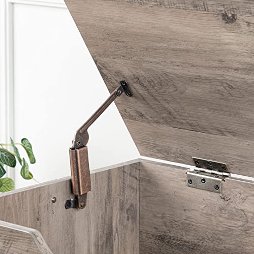 HOOBRO Storage Bench, 43.3” Retro Wooden Storage Chest with U-Shaped Cut-Out Pull, Safety Hinge, Supports 220 lb and Easy Assembly for Toy Box Organizer (Greige) BG772CW01 HOOBRO