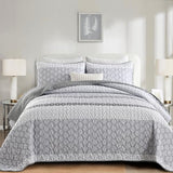 Boho Quilt Set Queen Size Gray Farmhouse Quilt Bedding Set Striped Lightweight Summer Bedspread Coverlet Bedding Set 96"x90" (3 Pieces) Cottolester