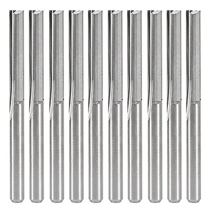 Yakamoz 10 Pack 1/8" Shank Double Flute Straight Bits CNC Router End Mill Set Flush Trim Slot Cutting Bit Milling Cutter for Wood MDF PCB - WoodArtSupply