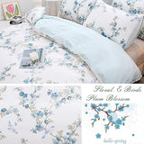 URBONUR Full Size Duvet Cover Sets Light Blue Garden Floral Bedding Comforter Cover, Ultra-Soft & Breathable Duvet Sets for All Season, Button Closure & Corner Ties URBONUR