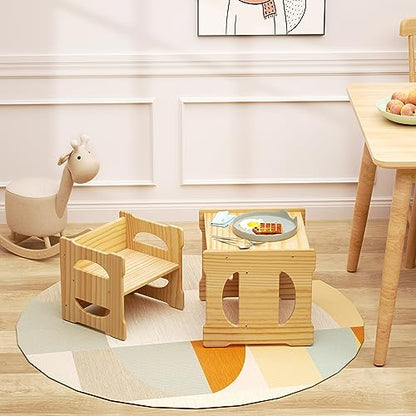 NOVGOBHOT Montessori Weaning Table and Chair Set, Toddler Activity Table and Chair Set, Multifunctional Montessori Furniture Learning Eating Table for 1-4 Age Toddler Gift - WoodArtSupply