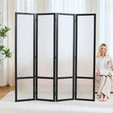 Acrylic Room Divider,4-Panel Freestanding Partition Screen, Frosted Translucent Privacy Panel - Lightweight Modern Divider for Home Office Studio (Black, 4 Panels) Svimi