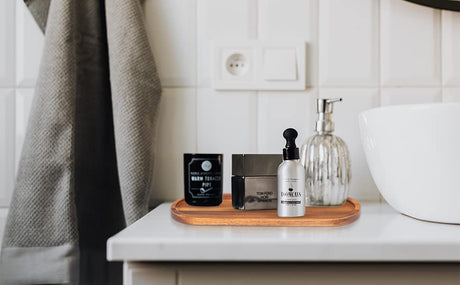 Wooden Vanity Bathroom Trays, Farmhouse Wood Perfume Tray Home Rustic Decor Plate, Kitchen Counter Top Storage, Rectangular Sink Organizer Tray for Soap Bottle Accessories GinSent