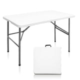 HYMnature Folding Table 4ft Heavy Duty Folding Tables Indoor Outdoor Plastic Dining Table Portable Folding Square Card Table w/Handle for Picnic, Party, Camping (4 FT) HYMnature