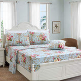 FADFAY Shabby Floral Bedding Elegant Peony Sheets Set Luxury Bedding Collections 800 Thread Count 100% Egyptian Cotton Deep Pocket, 4 Piece-Full Size FADFAY