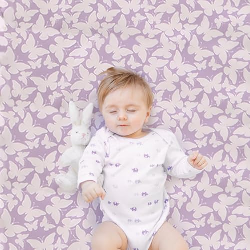 Wowelife Girl Crib Bedding Set, Butterfly Baby Girl Nursery Bedding Set, Premium Purple Baby Bedding Set, Baby Girl Cot Bed Set Include Quilted Comforter, Crib Skirt and Crib Sheet, Purple Wowelife