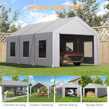 Carport 12x20 ft Heavy Duty, Car Port with Reinforced Steel Frame and 6 Roll-up Windows, Portable Garage with Removable Sidewalls, Water-Proof All-Season Car Canopy for Boat, Truck, Light Grey ONBRILL