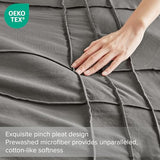 Comfort Spaces Grey Twin Size Duvet Cover Set - 2 Pieces Pintuck Pleated Duvet Cover All Season Lightweight, Extra Softness Pre-Washed Microfiber Twin Bedding Cover Shams, Twin/Twin XL Comfort Spaces
