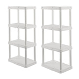 CX 4-Tier (48”H x 22”W x 14.25”D) Plastic Storage Shelving Unit (White) 2-Pack, Light Duty, 50lbs Per Shelf Capacity, Indoor Storage and Organization in Home, Garage, Office with Easy Assembly CENTREX