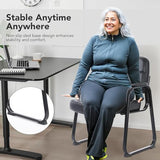 CLATINA Big & Tall Waiting Room Guest Chair Comfortable Reception Chairs with Bonded Leather Padded Arm Rest and Sled Base for Office Reception Lobby and Conference Desk, Black(4 Pack) CLATINA