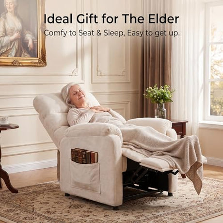 Veemuaro Power Recliner Chair, Electric Reclining Armchair with Remote and Memory Function for Small Space, Soft Chenille Fabric 7-Zone Support, Heavy Duty Steel Frame Veemuaro