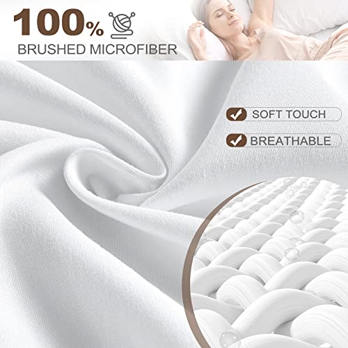 FreshCulture Twin Fitted Sheet - Hotel Quality - Ultra Soft & Breathable - Brushed Microfiber - Deep Pocket - Cooling Fitted Sheet for Twin Size Bed (White) FreshCulture