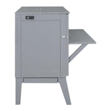 Queen Size Murphy Bed with Desk,USB Port, and Removable Shelves on Each Side, Queen Platform Bed Wood Frame, for Guest Room Home Office - Gray Harper & Bright Designs