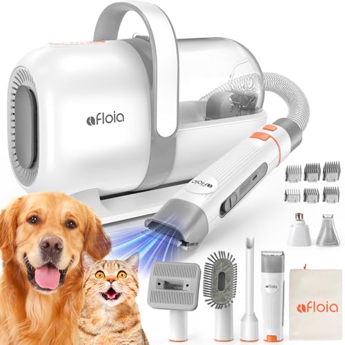 Afloia Dog Grooming Kit, Pet Grooming Vacuum & Dog Clippers Nail Trimmer Grinder & Dog Brush for Shedding with 6 Pet Grooming Tools, Low Noise Dog Hair Remover Pet Grooming Supplies for Dog Cat Afloia