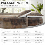 WeCozy King Size Bed Sheet Sets with Pillowcases, Brown Grey Painting 4 Pcs Soft Microfiber Bedding for Kids and Adults, Beige Contemporary Flat, Fitted Sheet for Bedroom Bed Decor WeCozy