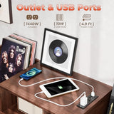 Loomie XL Record Player Stand,Turntable Stand Shelf with with Power Outlet and LED Light,Vinyl Record Storage Cabinet Up to 500 Albums, Wood Record Player Holder Table for Living Room Loomie