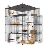Eiiel Large Cat Cage, Cat Enclosures Indoor with Balcony, DIY Cat Playpen Detachable Metal Wire Kennels Crate 3x3x4 Large Exercise Place Ideal for 1-3 Cat Eiiel