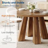 IDEALHOUSE 47" Round Dining Table for 4-6, Wood Kitchen Table with Sturdy Base, Farmhouse Circle Dinner Table for Dining Room, Living Room, 4 Strong Legs, Walnut IDEALHOUSE