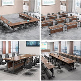 JNMDLAKO Folding Conference Room Table with Wheels - Modular Mobile Conference Table,Flip Top Training Room Tables,Space Saving and Stackable,for Seminar Classroom Office (6, 1619YHT, 61IN) JNMDLAKO