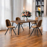 Homy Casa 5-Piece Conference Table Set with Swivel Office Chairs, Mid-Century Modern Meeting Table & Upholstered Seats, Collaborative Workstation for Office, Studio, or Small Team Spaces, Brown Homy Casa